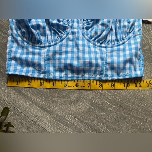 Colsie Milkmaid Blue Gingham Longline Bralette Cropped Tank Top. Size XS. NWT! - Picture 7 of 11